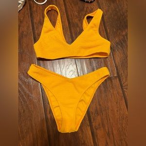 la hearts orange textured bikini size small